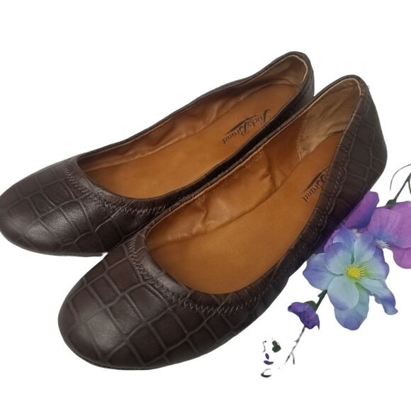 Lucky Brand Brown Faux Alligator Print Ballerina Flats. Size 8.5 M. - Picture 1 of 14